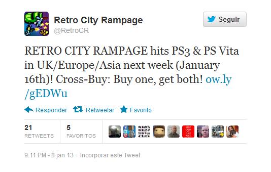 RETRO CITY RAMPAGE tweet