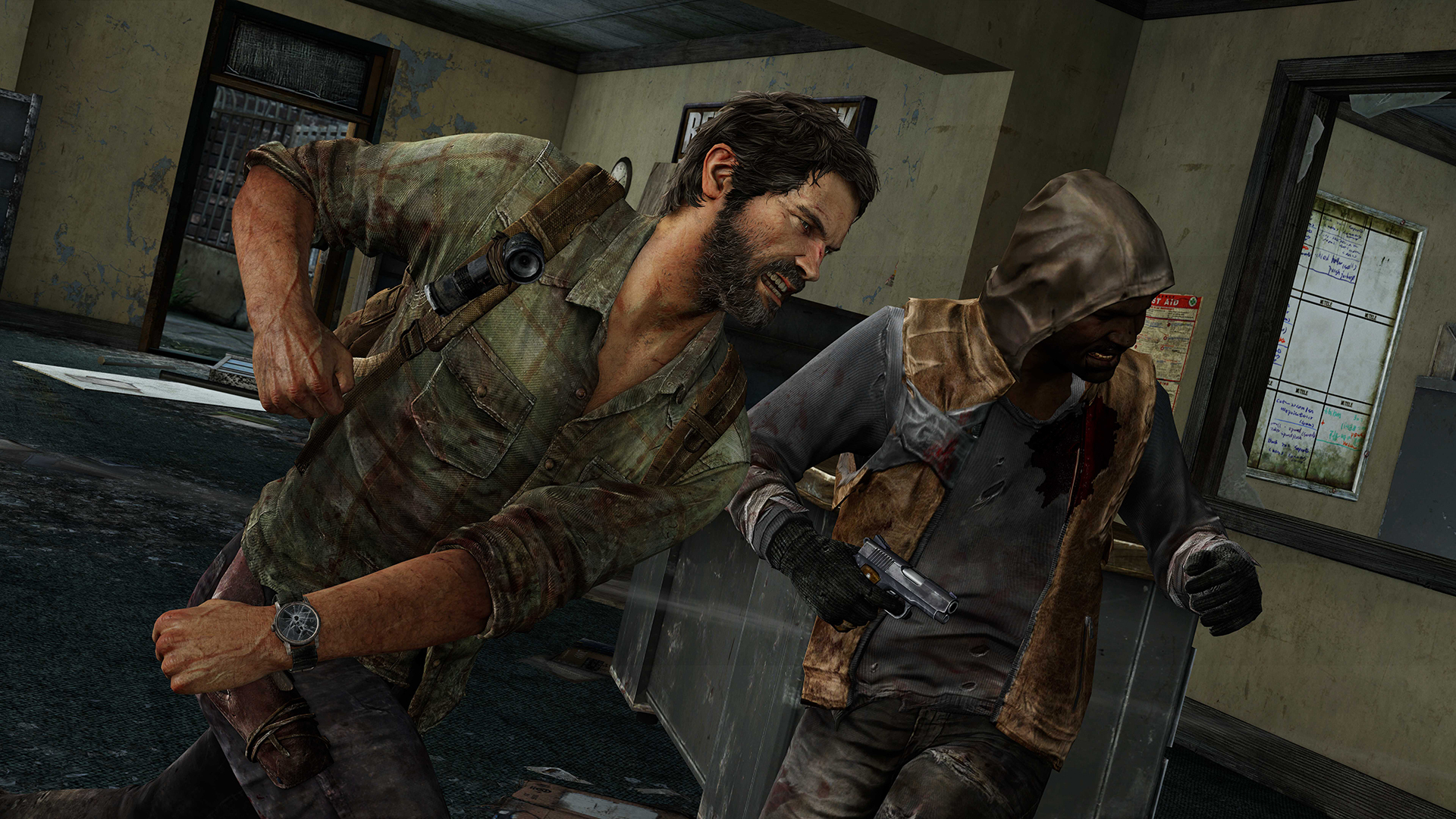 the last of us remastered-joel-punches-hunter